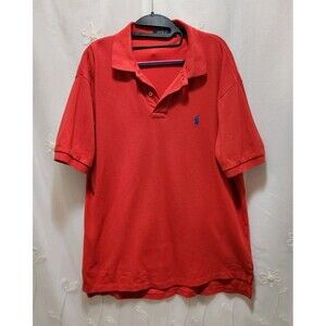 Polo Ralph Lauren Men Large Red Shirt Polo Classic Cotton Preppy Casual Solid